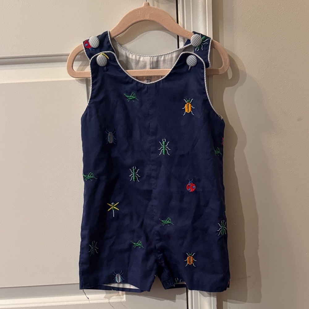 Navy Blue Kids One Piece with Insect Embroidery